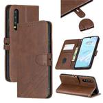 For Huawei P30 Stitching Style 2-Color Cow Texture Horizontal Flip PU Leather Case with Holder & Card Slot & Lanyard(Brown)