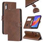 For Huawei Y7 2019 / Enjoy 9Stitching Style 2-Color Cow Texture Horizontal Flip PU Leather Case with Holder & Card Slot & Lanyard(Brown)