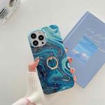 TPU Soft Protective Phone Case with Ring Holder For iPhone 11(Sea Wave Stone)