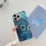 TPU Soft Protective Phone Case with Ring Holder For iPhone 13 Pro(Sea Wave Stone)