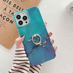 Ring Holder Glitter Marble Phone Case For iPhone 13 Pro Max(Dark Green Glitter)