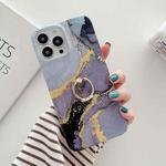 Ring Holder Glitter Marble Phone Case For iPhone 12 Pro Max(Twilight Black)