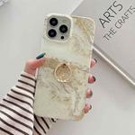Ring Holder Glitter Marble Phone Case For iPhone 12 Pro Max(Grey Platinum)