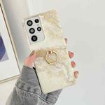For Samsung Galaxy A33 5G Ring Holder Glitter Marble Phone Case(Grey Platinum)