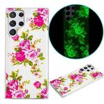 For Samsung Galaxy S22 Ultra 5G Luminous TPU Protective Phone Case(Rose Flower)