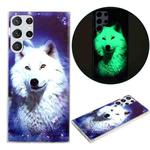 For Samsung Galaxy S22 Ultra 5G Luminous TPU Protective Phone Case(Starry Sky Wolf)