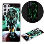 For Samsung Galaxy S22 Ultra 5G Luminous TPU Protective Phone Case(Fierce Wolf)