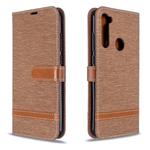 For Xiaomi Redmi Note 8T Color Matching Denim Texture Horizontal Flip PU Leather Case with Holder & Card Slots & Wallet & Lanyard(Brown)