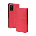 For OPPO A55s 5G JP Version Magnetic Buckle Retro Texture Leather Phone Case(Red)