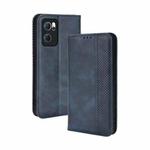 For OPPO Reno7 5G Magnetic Buckle Retro Texture Leather Phone Case(Blue)