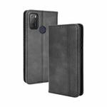 For TCL 20Y Magnetic Buckle Retro Texture Leather Phone Case(Black)