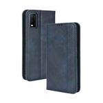 For vivo Y3s 2021 Magnetic Buckle Retro Texture Leather Phone Case(Blue)