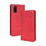 For vivo Y3s 2021 Magnetic Buckle Retro Texture Leather Phone Case(Red)