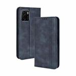 For vivo Y15s 2021 / Y15a Magnetic Buckle Retro Texture Leather Phone Case(Blue)