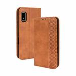 For Sharp Aquos Wish Magnetic Buckle Retro Texture Leather Phone Case(Brown)