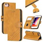 For iPhone 6 & 6s &  7 & 8 Stitching Style 2-Color Cow Texture Horizontal Flip PU Leather Case with Holder & Card Slot & Lanyard(Yellow)