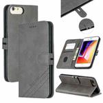 For iPhone 6 Plus & 6s Plus Stitching Style 2-Color Cow Texture Horizontal Flip PU Leather Case with Holder & Card Slot & Lanyard(Gray)
