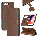 For iPhone 6 Plus & 6s Plus Stitching Style 2-Color Cow Texture Horizontal Flip PU Leather Case with Holder & Card Slot & Lanyard(Brown)