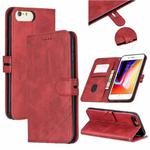 For iPhone 6 Plus & 6s Plus Stitching Style 2-Color Cow Texture Horizontal Flip PU Leather Case with Holder & Card Slot & Lanyard(Red)