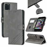 For iPhone 11 Pro Max Stitching Style 2-Color Cow Texture Horizontal Flip PU Leather Case with Holder & Card Slot & Lanyard(Gray)