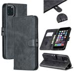 For iPhone 11 Pro Max Stitching Style 2-Color Cow Texture Horizontal Flip PU Leather Case with Holder & Card Slot & Lanyard(Black)