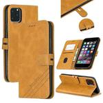 For iPhone 11 Pro Max Stitching Style 2-Color Cow Texture Horizontal Flip PU Leather Case with Holder & Card Slot & Lanyard(Yellow)