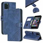 For iPhone 11 Pro Max Stitching Style 2-Color Cow Texture Horizontal Flip PU Leather Case with Holder & Card Slot & Lanyard(Blue)