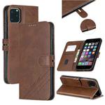 For iPhone 11 Pro Max Stitching Style 2-Color Cow Texture Horizontal Flip PU Leather Case with Holder & Card Slot & Lanyard(Brown)