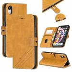For iPhone XR SStitching Style 2-Color Cow Texture Horizontal Flip PU Leather Case with Holder & Card Slot & Lanyard(Yellow)