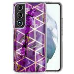 For Samsung Galaxy S22+ 5G Electroplating TPU Protective Phone Case(Purple Rhombus)