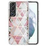 For Samsung Galaxy S22+ 5G Electroplating TPU Protective Phone Case(Pink White Rhombus)