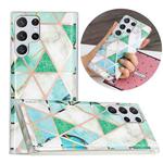 For Samsung Galaxy S22 Ultra 5G Electroplating TPU Protective Phone Case(Green White Rhombus)