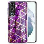 For Samsung Galaxy S22 5G Electroplating TPU Protective Phone Case(Purple Rhombus)