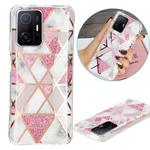 For Xiaomi 11T / 11T Pro Electroplating TPU Protective Phone Case(Pink White Rhombus)