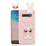 For Galaxy S10 Plus Cartoon Shockproof TPU Protective Case with Holder(Rabbit)