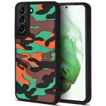 For Samsung Galaxy S22+ 5G Camouflage Clouds Embossed Skin Feel Silicone Shockproof Phone Case(Green Orange)