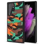 For Samsung Galaxy S22 Ultra 5G Camouflage Clouds Embossed Skin Feel Silicone Shockproof Phone Case(Green Orange)