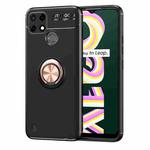 For OPPO Realme C21Y Metal Ring Holder TPU Phone Case(Black Rose Gold)