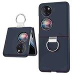 For Huawei P50 Pocket Ring Holder Transparent PC Phone Case(Navy Blue)