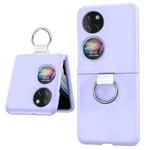 For Huawei P50 Pocket Ring Holder Transparent PC Phone Case(Light Purple)