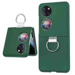 For Huawei P50 Pocket Ring Holder Transparent PC Phone Case(Dark Green)