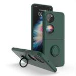 For Huawei P50 Pocket Ring Holder PC Phone Case(Army Green)