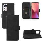 For Xiaomi 12 5G Skin Feel Magnetic Buckle Calf Texture PU Phone Case(Black)