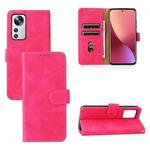 For Xiaomi 12 5G Skin Feel Magnetic Buckle Calf Texture PU Phone Case(Rose Red)