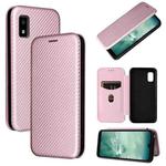 For Sharp Aquos Wish SHG06 Carbon Fiber Texture Horizontal Flip PU Phone Case(Pink)