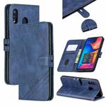 For Galaxy A20 & A30 Matching Color Frosted Texture Horizontal Flip PU Leather Case with Holder & Card Slots & Lanyard(Blue)