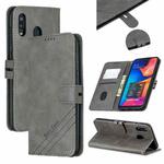 For Galaxy A40 Matching Color Frosted Texture Horizontal Flip PU Leather Case with Holder & Card Slots & Lanyard(Gray)