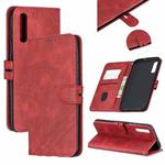 For Galaxy A50 Matching Color Frosted Texture Horizontal Flip PU Leather Case with Holder & Card Slots & Lanyard(Red)