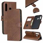 For Galaxy A60 & M40 Matching Color Frosted Texture Horizontal Flip PU Leather Case with Holder & Card Slots & Lanyard(Brown)