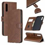 For Galaxy A70 Matching Color Frosted Texture Horizontal Flip PU Leather Case with Holder & Card Slots & Lanyard(Brown)